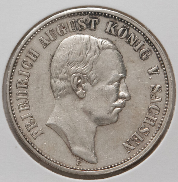 5 Mark 1914 E, Vorderseite mit Portrait von König Friedrich August III. von Sachsen.
