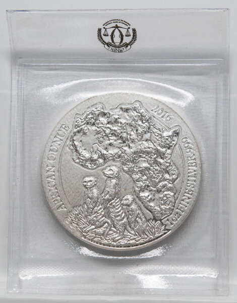 Ruanda  2016 50 RW Francs - Erdmännchen - 1 Unze / 1 oz. Silber