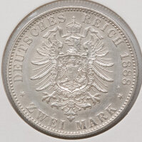 Die Vorderseite präsentiert das nach rechts gewendete Porträt von Kaiser Friedrich III. Die umlaufende Inschrift lautet FRIEDRICH DEUTSCHER KAISER KÖNIG V. PREUSSEN. Unter dem Halsabschnitt ist dezent das Münzzeichen A für Berlin eingeprägt, umrahmt von einer klassischen Perlschnur am Rand.