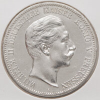 5 Mark 1907 Preußen, Porträt Kaiser Wilhelm II, Münzzeichen A.