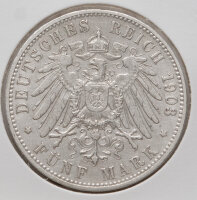 5 Mark 1903 J, Rückseite mit gekröntem...