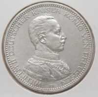 5 Mark 1913 Preußen, Porträt Kaiser Wilhelm II in Uniform, Münzzeichen A.