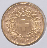 Schweiz 20 Franken 1935 - Vreneli