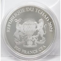Tschad 500 Francs 2021 Celtic Animals #5 - Lachs 1 Unze...