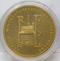 Rückseite der 100 Euro Goldmünze 2003 Quedlinburg mit dem Bundesadler.