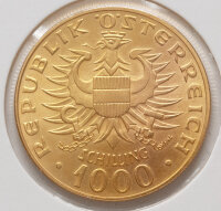 Rückseite der 1.000 Schilling Goldmünze 1976...