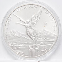 Nahaufnahme der Vorderseite der 1 Unze Silber Libertad...