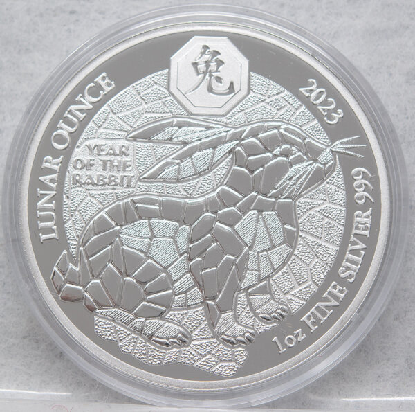 Runde Münze mit geprägtem Portraitprofil-Motiv, Brilliant Uncirculated, feine Oberflächenstruktur.