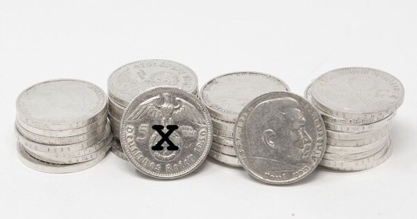 5 Reichsmark Hindenburg mit HK Silber .900 – diverse Jahrgänge