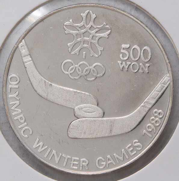 Nordkorea 500 Won 1988 - Winter Games Calgary - Icehockey*