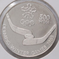 Nordkorea 500 Won 1988 - Winter Games Calgary - Icehockey*