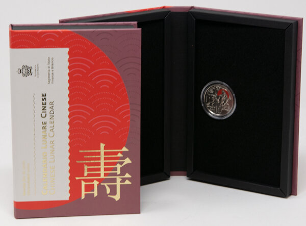 Runde Münze mit geprägtem Portraitprofil-Motiv, Brilliant Uncirculated, feine Oberflächenstruktur.