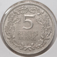 5 Mark 1925 F, Vorderseite mit gerüstetem Ritter und...