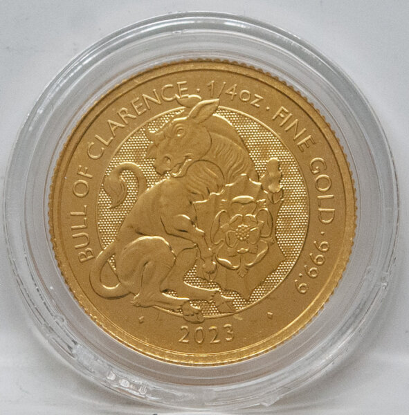 Großbritannien 25 Pfund 2023 - Tudor Beasts #3 - Bull of Clarence 1/4 oz. Gold