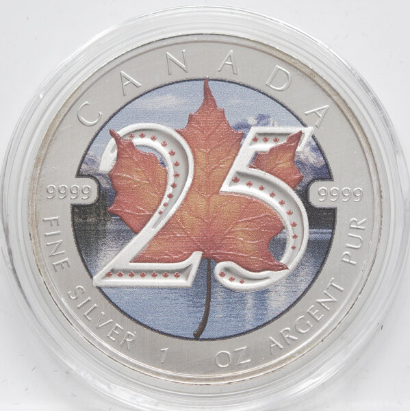Kanada 5 Dollar 2013 - 25 Jahre Silber Maple Leaf - 1 oz Silber* coloriert
