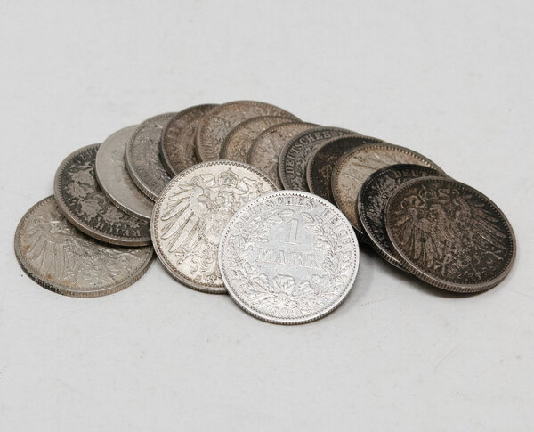 1 Mark Deutsches Reich Silber 900 – diverse Jahrgänge