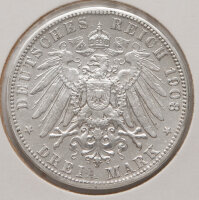 3 Mark 1914 – Gekrönter Reichsadler mit Brustschild, Jahr 1914, Wertangabe DREI MARK.