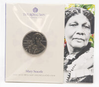Runde Münze mit geprägtem Portraitprofil-Motiv, Brilliant Uncirculated, feine Oberflächenstruktur.