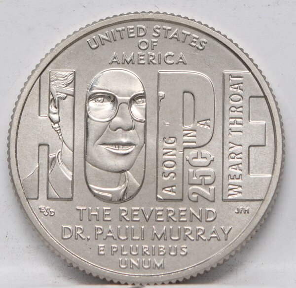 Runde Münze mit geprägtem Portraitprofil-Motiv, Brilliant Uncirculated, feine Oberflächenstruktur.