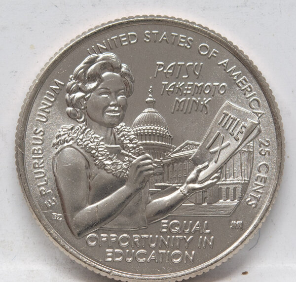 Runde Münze mit geprägtem Portraitprofil-Motiv, Brilliant Uncirculated, feine Oberflächenstruktur.