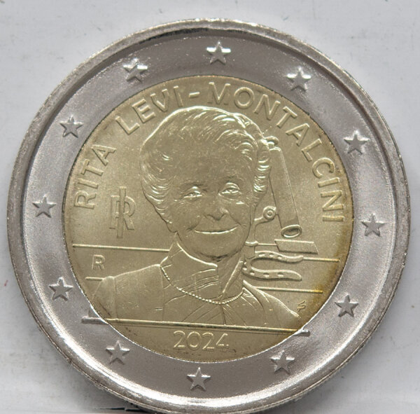 Runde Münze mit geprägtem Portraitprofil-Motiv, Brilliant Uncirculated, feine Oberflächenstruktur.