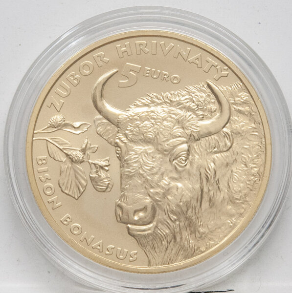 Runde Münze mit geprägtem Portraitprofil-Motiv, Brilliant Uncirculated, feine Oberflächenstruktur.