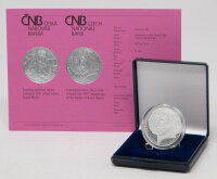 Runde Münze mit geprägtem Portraitprofil-Motiv, Brilliant Uncirculated, feine Oberflächenstruktur.