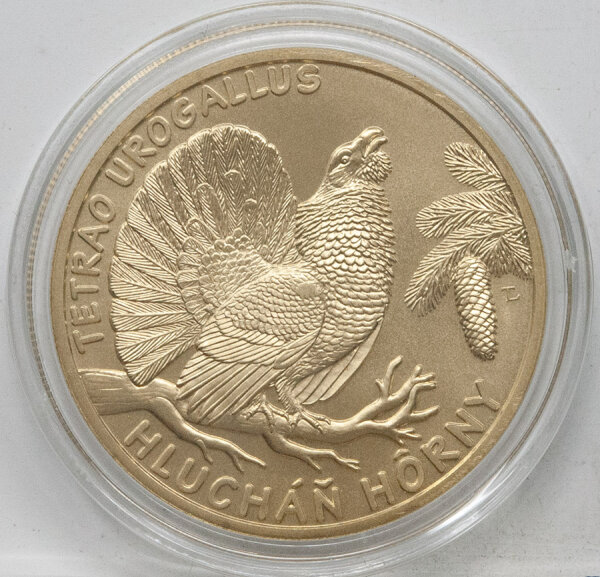 Runde Münze mit geprägtem Portraitprofil-Motiv, Brilliant Uncirculated, feine Oberflächenstruktur.