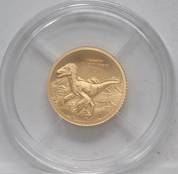 Kongo 100 Francs 2024 - Prehistoric Life II. #3 - GOLD - Utahraptor
