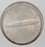 5 Mark 1930 A, Vorderseite mit Porträt von Ferdinand Graf von Zeppelin und Umschrift „F. Graf v. Zeppelin“.