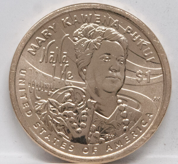 Runde Münze mit geprägtem Portraitprofil-Motiv, Brilliant Uncirculated, feine Oberflächenstruktur.