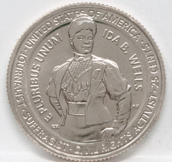 Runde Münze mit geprägtem Portraitprofil-Motiv, Brilliant Uncirculated, feine Oberflächenstruktur.