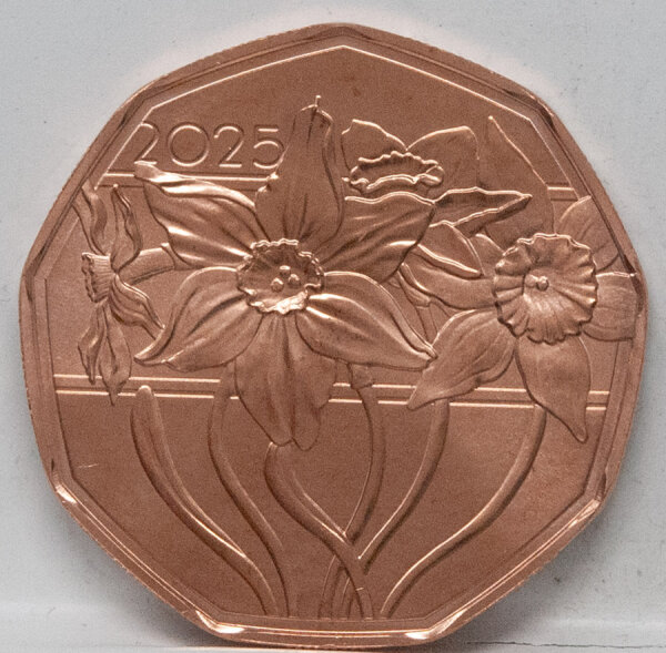 Runde Münze mit geprägtem Portraitprofil-Motiv, Brilliant Uncirculated, feine Oberflächenstruktur.