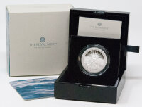 Runde Münze mit geprägtem Portraitprofil-Motiv, Spiegelnder Hintergrund mit matten Reliefs.