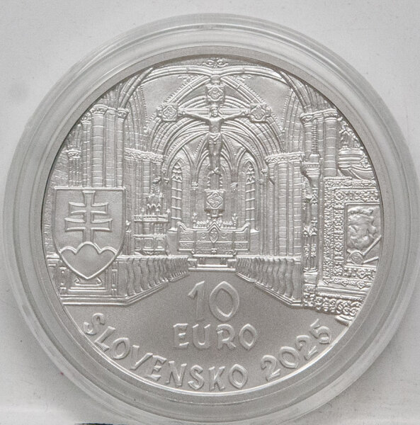 Runde Münze mit geprägtem Portraitprofil-Motiv, Brilliant Uncirculated, feine Oberflächenstruktur.