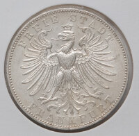 Gedenkthaler Frankfurt 1862, Rückseite mit gekröntem Frankfurter Adler und Umschrift „Freie Stadt Frankfurt“.
