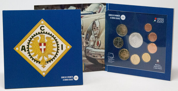 Italien KMS 2025 BU  incl. 3 Euro - 120 Jahre ACI - Automobilclub Italien