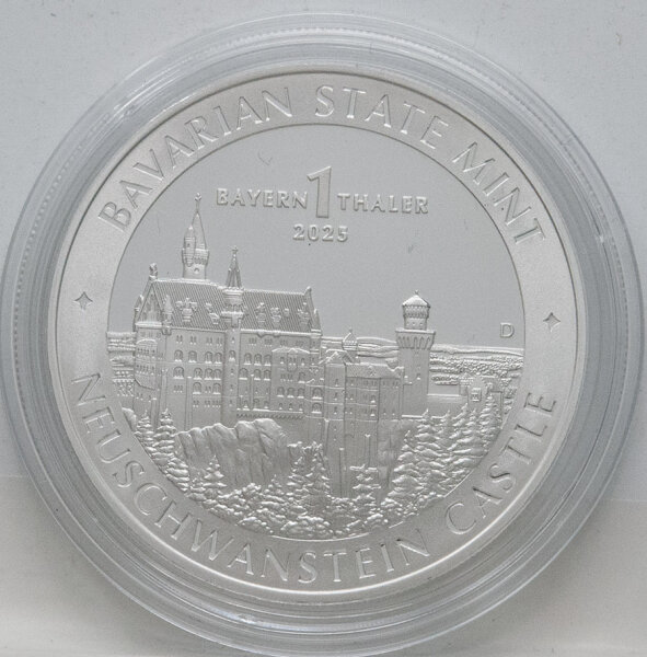 Bayern Thaler 2025 -- Schloß Neuschwanstein Ag999 1 oz BU
