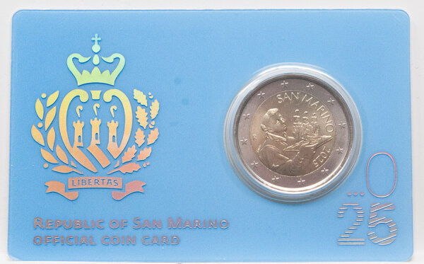 Runde Münze mit geprägtem Portraitprofil-Motiv, Brilliant Uncirculated, feine Oberflächenstruktur.