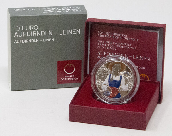 Runde Münze mit geprägtem Portraitprofil-Motiv, Brilliant Uncirculated, feine Oberflächenstruktur.