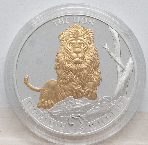 Kongo 20 Francs 2025 - World´s Wildlife - Löwe / Lion - vergoldet