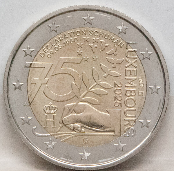 Runde Münze mit geprägtem Portraitprofil-Motiv, Brilliant Uncirculated, feine Oberflächenstruktur.