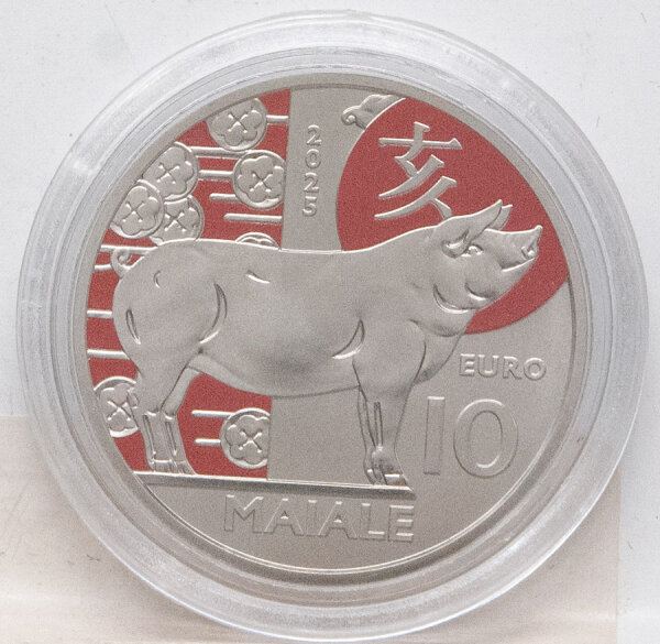 Runde Münze mit geprägtem Portraitprofil-Motiv, Brilliant Uncirculated, feine Oberflächenstruktur.