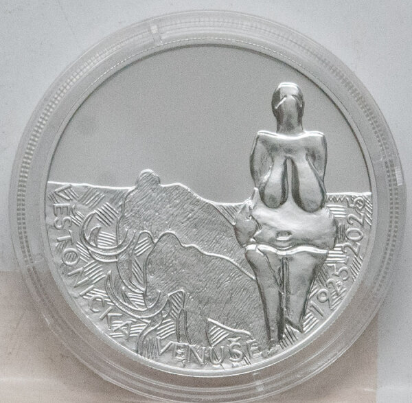 Runde Münze mit geprägtem Portraitprofil-Motiv, Brilliant Uncirculated, feine Oberflächenstruktur.