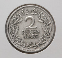2 Mark 1926 D – Wertseite mit Eichenlaubkranz und...