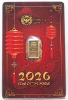 Germania Mint 1 gramm Gold Barren - Jahr des Pferdes