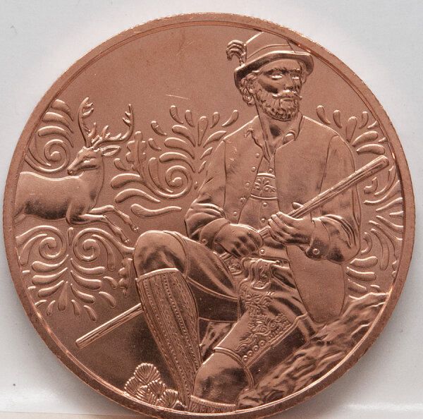 Runde Münze mit geprägtem Koala-Motiv, Brilliant Uncirculated, feine Oberflächenstruktur.