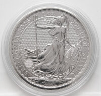 Silbermünze mit dem Bild der britischen Britannia