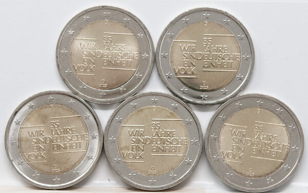 Deutschland 5 x 2 Euro 2025 - 35 Jahre Deutsche Einheit  adfgj  unc.*