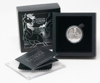 Australien 50 Cent 2026 Lunar Serie III – 1/2 oz Silber Proof: Motiv mit Stute und Fohlen, chinesisches Schriftzeichen für „Pferd“, Wertseite mit Porträt von König Charles III.